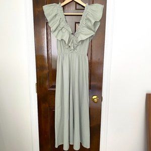 Zara Sage Ruffle Dress